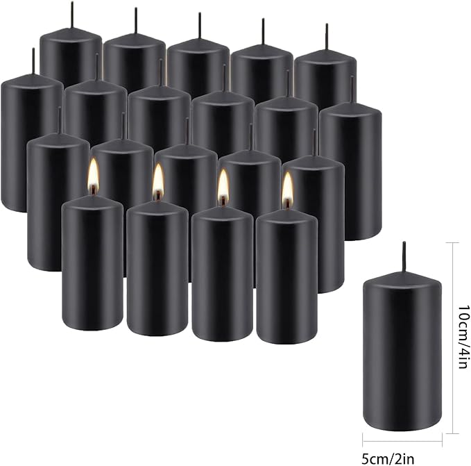 Set of 20 | 2-Inch Wide x 4-Inch Tall Black Pillar Candles - Image 4