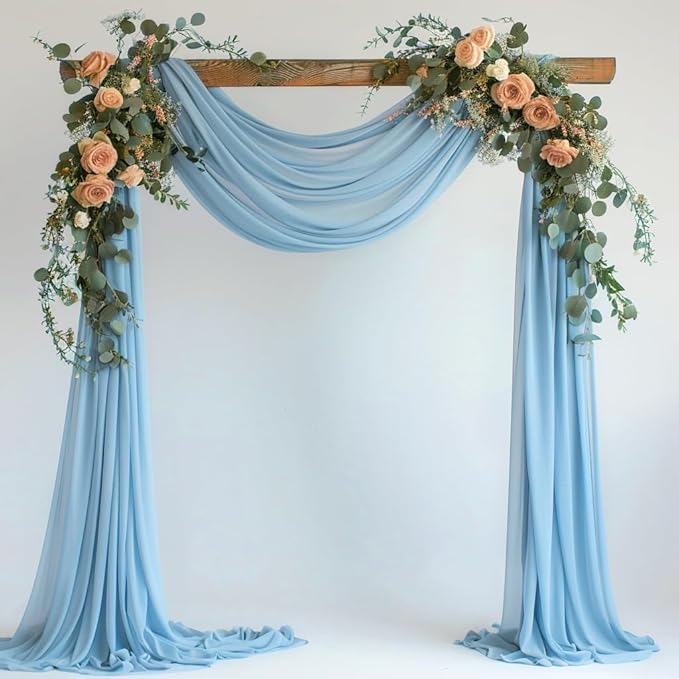 Wokceer Wedding Arch Draping Fabric 28.7" x 20FT Baby Blue Drapes Sheer Fabric by Wokceer