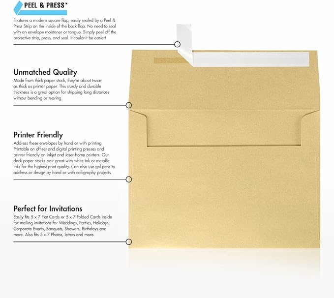 LUXPaper A7 Invitation Envelopes | Peel & Press | 5 1/4" x 7 1/4" | Blonde - Image 8