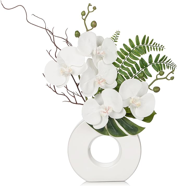 Briful Orchid Artificial Flowers 16.1'' White Orchid Silk Flowers by Briful