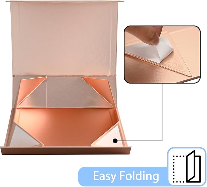 LIFELUM Gift Box for Presents 13.85'' x 8.35'' x 4.45'' Rose Gold Luxury Gift - Image 3