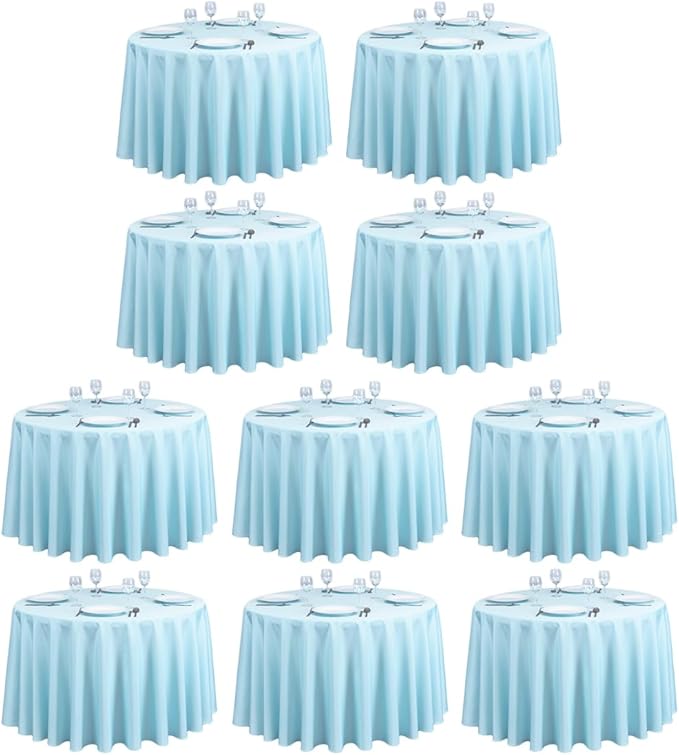 LTC LINENS 10 Pack 108 Inch Round Tablecloths Baby Blue by LTCLINENS