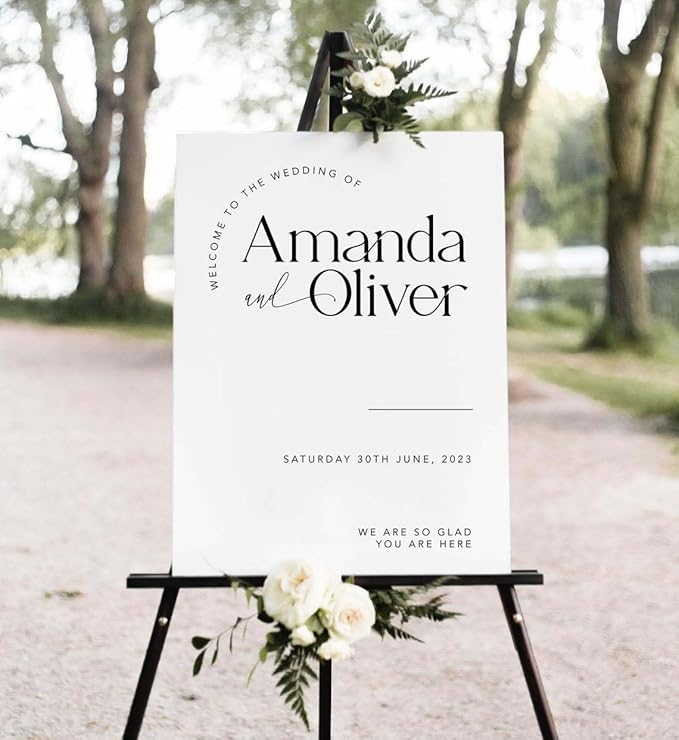 Minimalist Modern Wedding Welcome Sign by Custom
