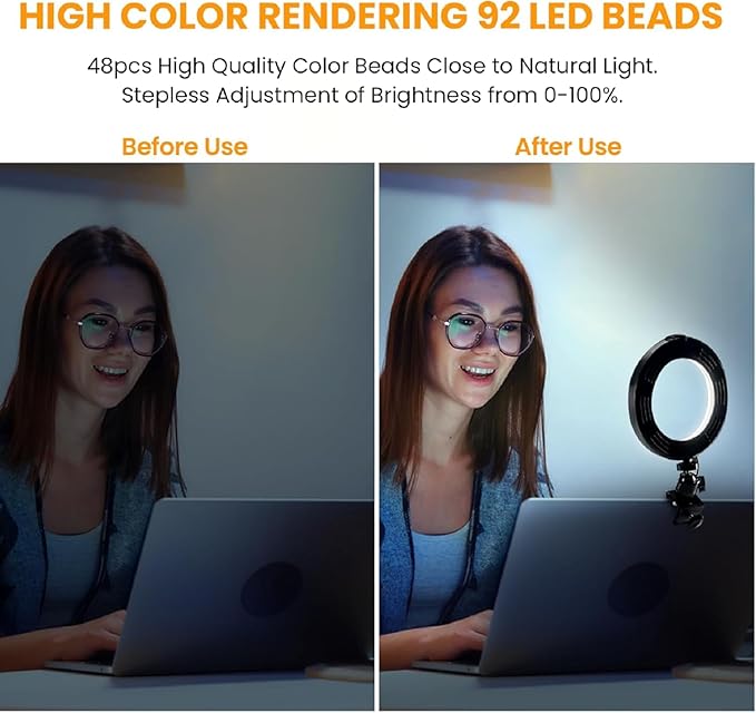 Video Conference Lighting Kit, Ring Light Clip on Laptop Monitor - Image 3