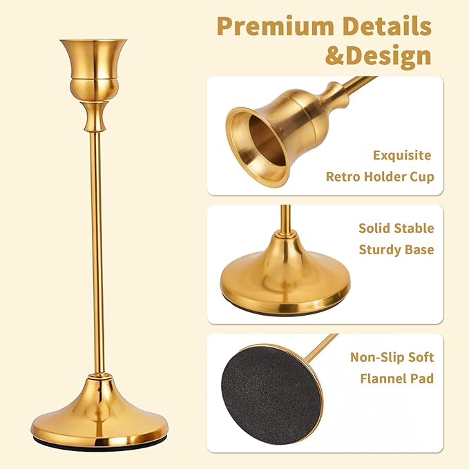 CHILL RECIPE Candlestick Holders Gold Taper Candle Holders - Image 2