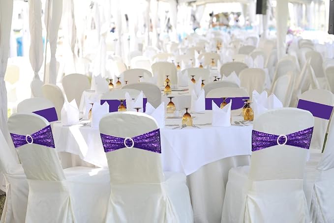 Chair Sashes Sequin Stretch Chair Bands Spandex Polyester Bows - Image 5