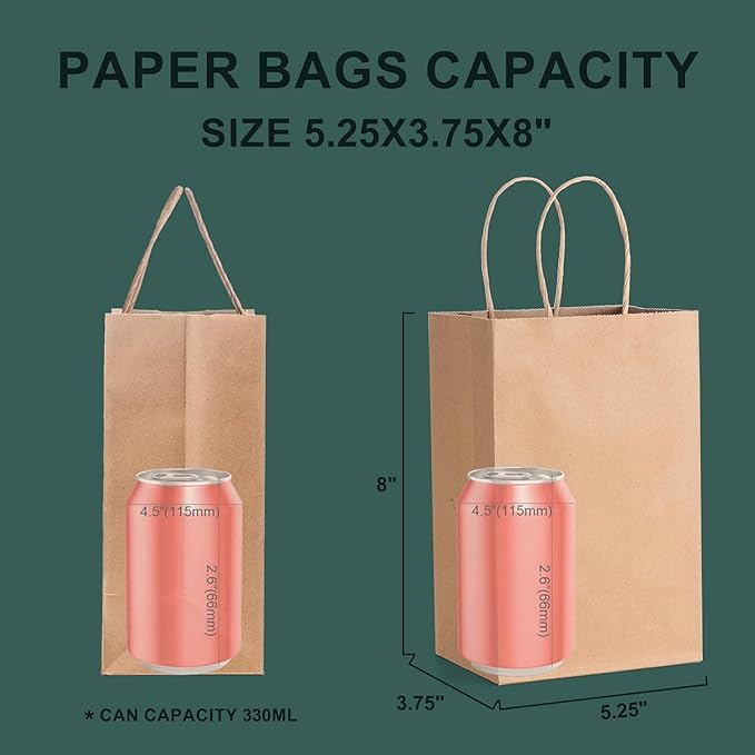 METRONIC Paper Gift Bags 5.25x3.75x8 1000Pcs, Christmas Paper Bag - Image 3
