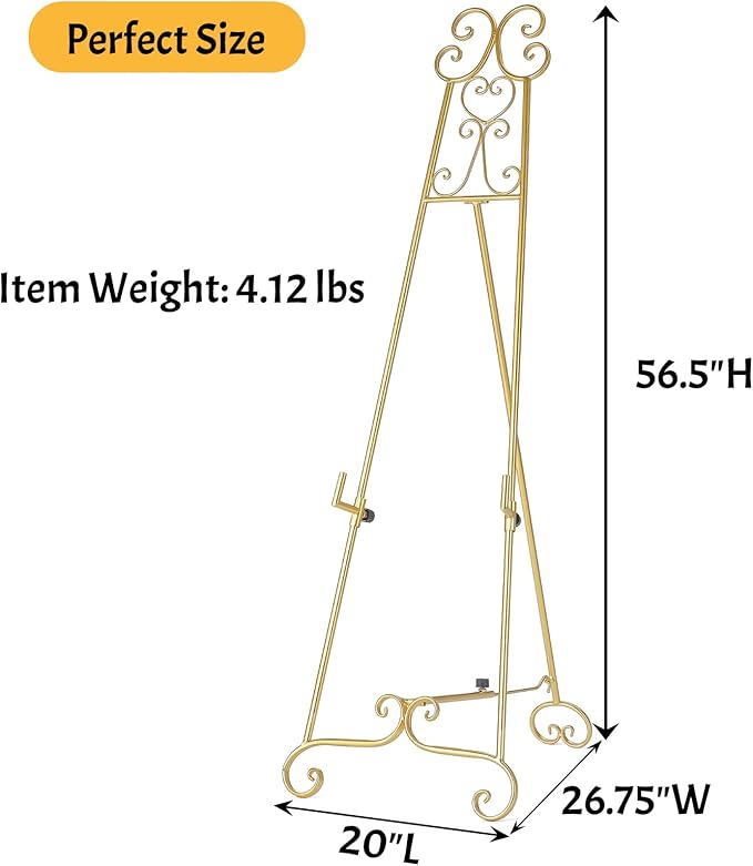 Metal Large Free Standing Adjustable Display Stand Scroll Easel - Image 5