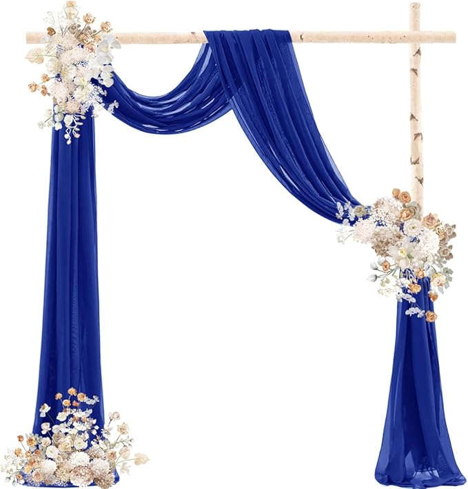 Royal Blue Wedding Arch Draping Fabric 2 Panels 29" x 20 FT Blue Wedding Drapes - Image 5
