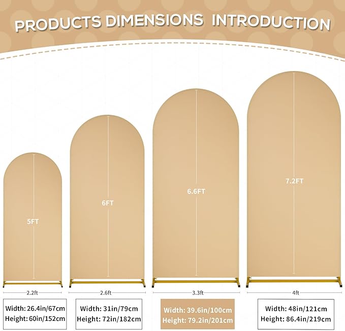 SoarDream Khaki Wedding Arch Backdrop Cover 6.6FT Spandex Fitted Khaki Wedding - Image 6