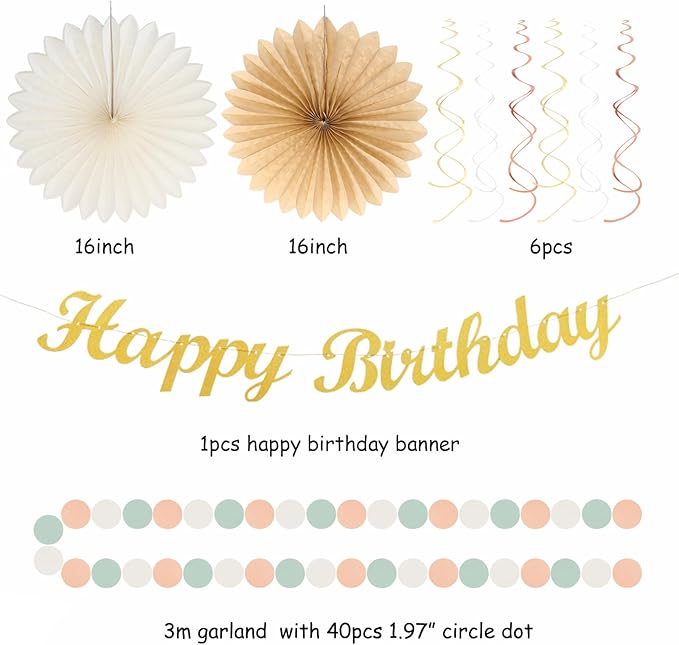 Sage-Green Blush-Pink Beige Birthday Party-Decorations - Image 3