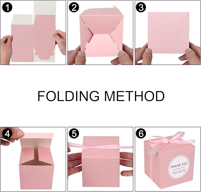 COTOPHER Small Gift Boxes 100 Pack 4x4x4 inches Pink Gift Boxes - Image 6