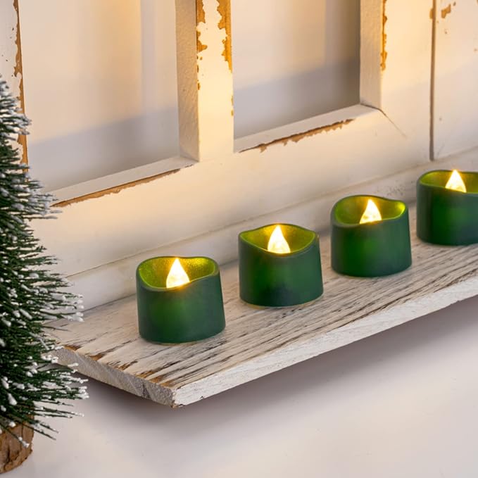 Homemory 24Pcs Green Tea Lights Battery Operated, Flameless Flickering Green - Image 2