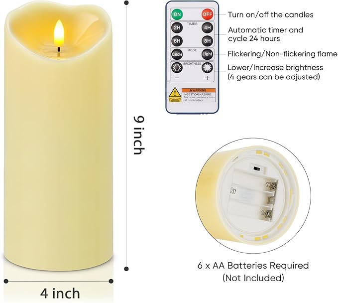 Amagic 4” x 9” Large Outdoor Waterproof Flameless Candles - Image 4