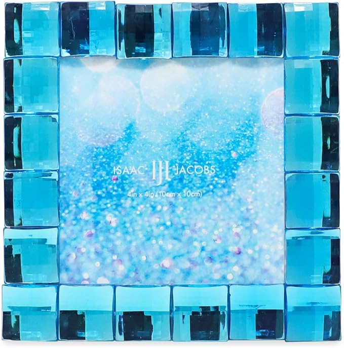 Isaac Jacobs Decorative Sparkling Turquoise Jewel Picture Frame, Photo Display - Image 2