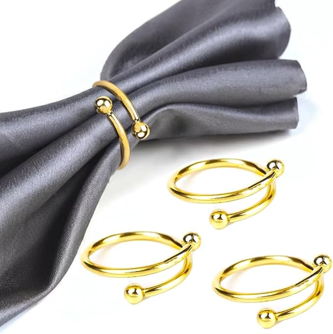 16 Pcs Gold Napkin Rings by FORESRUM