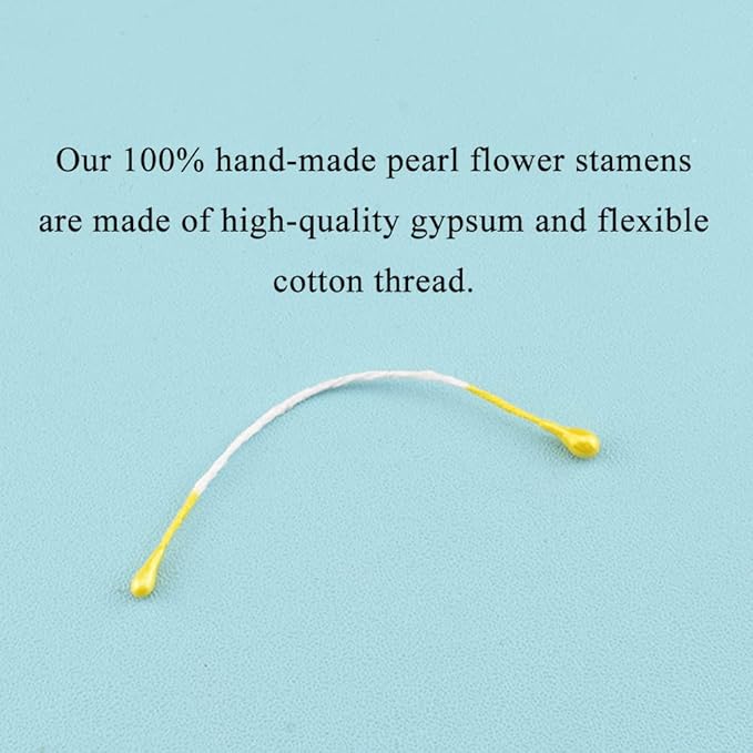 HAHIYO 700Pcs 3mm Yellow Gold Pearl Double Head Flower Pistil Hand-Made - Image 2