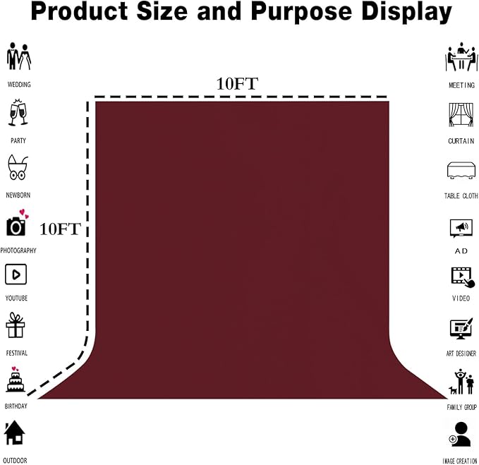 10x10FT Wine Red Screen Backdrop - Image 3