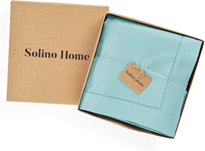 Solino Home Linen Aqua Blue Tablecloth 54 x 72 Inch - Image 5