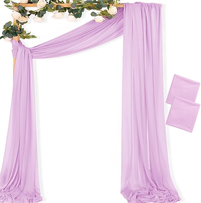MLMC Lilac Purple Wedding Arch Draping Fabric 2 Panels 29" x 20 FT Extra Long by MLMC