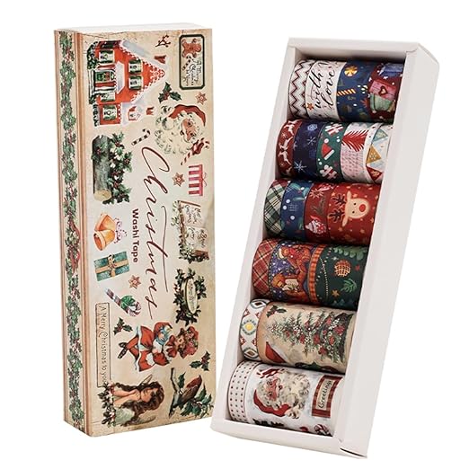 20 Rolls Christmas Theme Washi Tape Set, Writable Decorative Tapes by ICCEEMEE