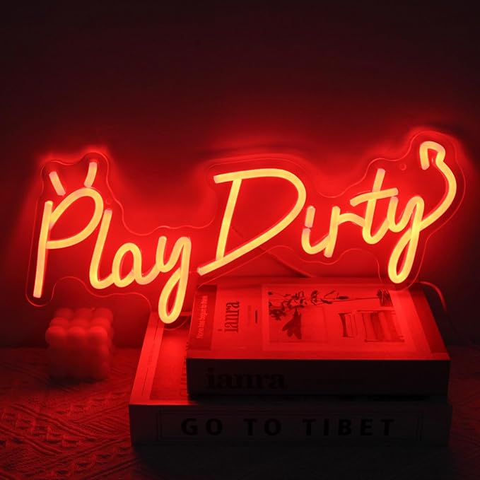 Play Dirty Neon Sign Red Letter LED Neon Lights Signs Devil Neon Signs by Kullneon