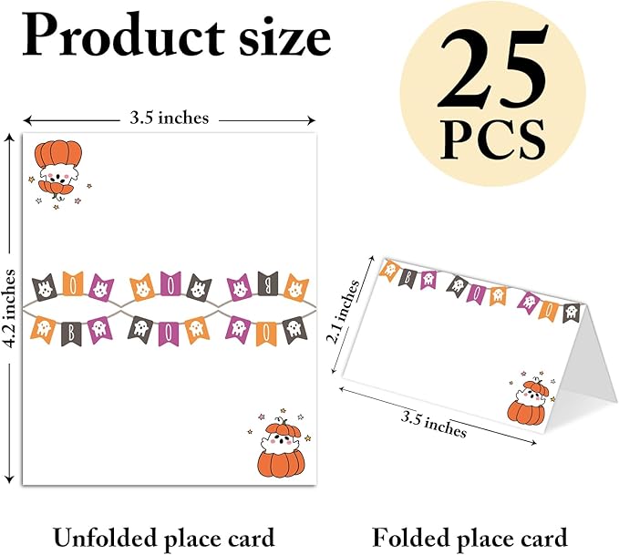 25 Pack Halloween Place Cards, Editable Name Cards - Image 2