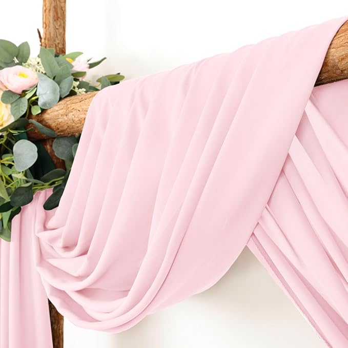 Wedding Arch Draping Fabric 1 Panel 30'' x 18FT Blushing Pink Sheer Chiffon - Image 3