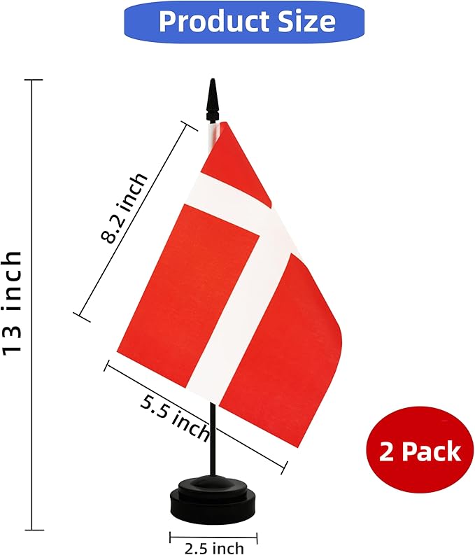 2 Pack Denmark Desk Flag, Danish Table Office Flag - Image 2