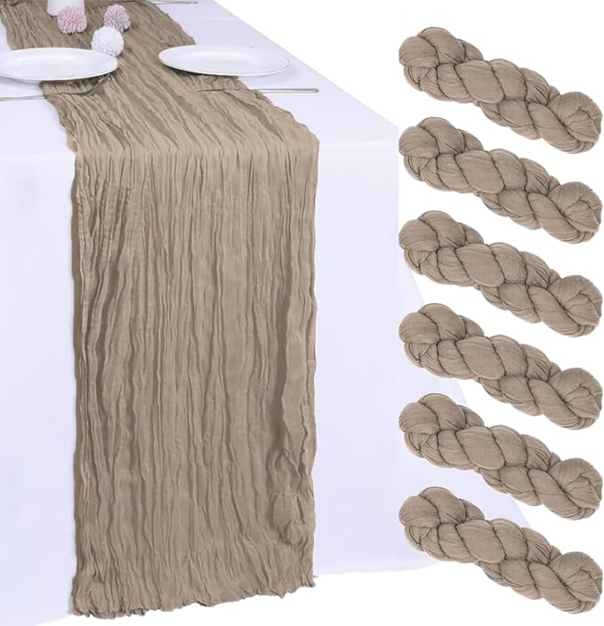 6Pcs Khaki Cheesecloth Table Runner 120 Inch10FT Nude Rustic Boho Cheesecloth by Unknown