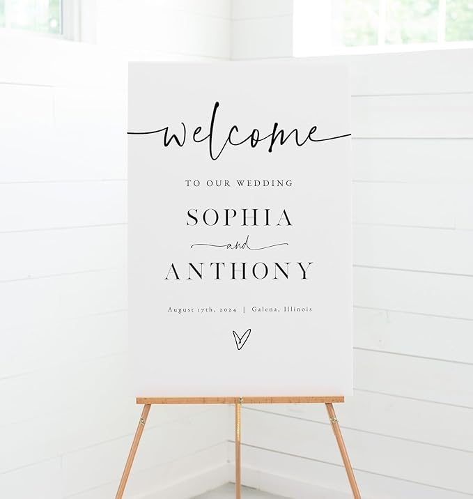 Welcome Wedding Sign Personalized, Personalized Wedding Welcome Sign Minimalist - Image 3