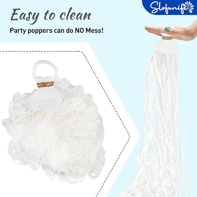 No Mess Streamers 100pack, Hand Throw Party Poppers No Mess - Image 3