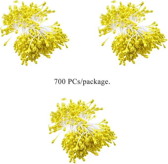 HAHIYO 700Pcs 3mm Yellow Gold Pearl Double Head Flower Pistil Hand-Made - Image 6