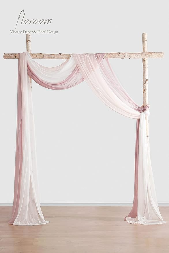 Floroom Wedding Arch Draping Fabric 3 Panels 20Ft Chiffon Fabric Drapes Arbor - Image 2