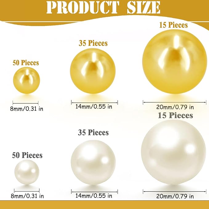 200 Pcs Vase Filler Beads Gold and White Pearl Beads - Image 3