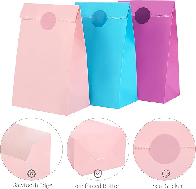 Cooraby 30 Pieces 5.1 x 3.1 x 9.4 Inches Colorful Kraft Paper Bags - Image 3