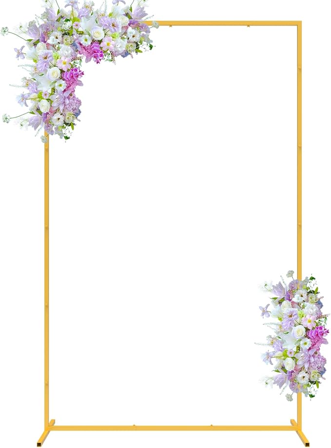 6.6FT x 4FT Wedding Arch Backdrop Gold Square Backdrop Stand Metal Balloon Arch by Fomcet