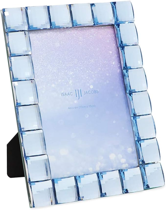 Isaac Jacobs Decorative Sparkling Light Blue Jewel Picture Frame, Photo Display by IsaacJacobs
