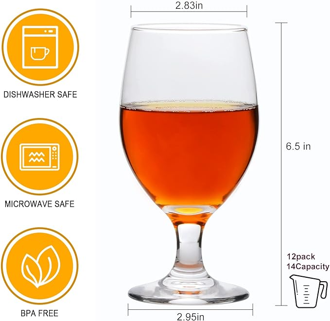 13 OZ Red&White Wine Glasses, Home Bar - Image 2