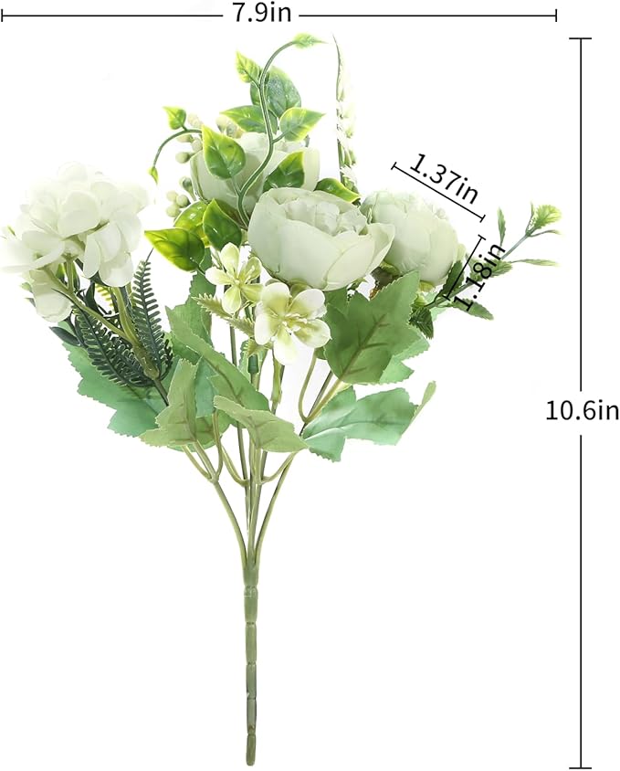 Artificial Flowers Fake Peony Silk Mini Plastic Bridal Flowers - Image 3