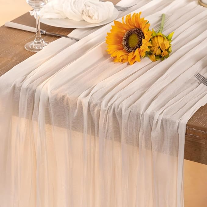 Ivory White Cheesecloth Table Runner 12 Pack Fall Table Runners Boho Gauze 120 - Image 7