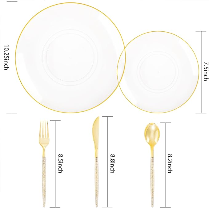 Liacere 150PCS Clear Gold Plastic Plates - Image 6