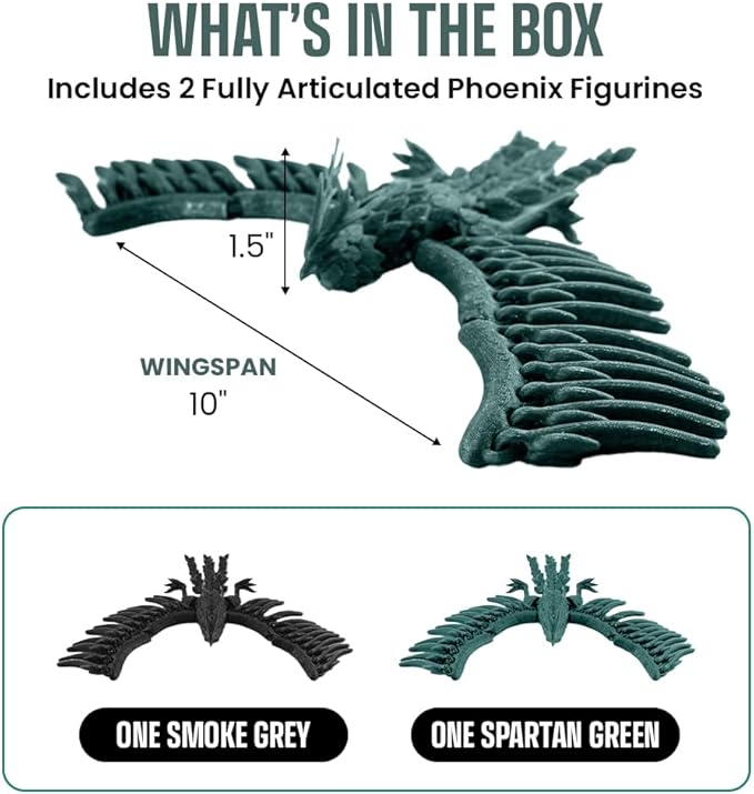 TwistedForge Articulated Forest Phoenix Figurines – 2‑Pack Mythical Creatures - Image 2