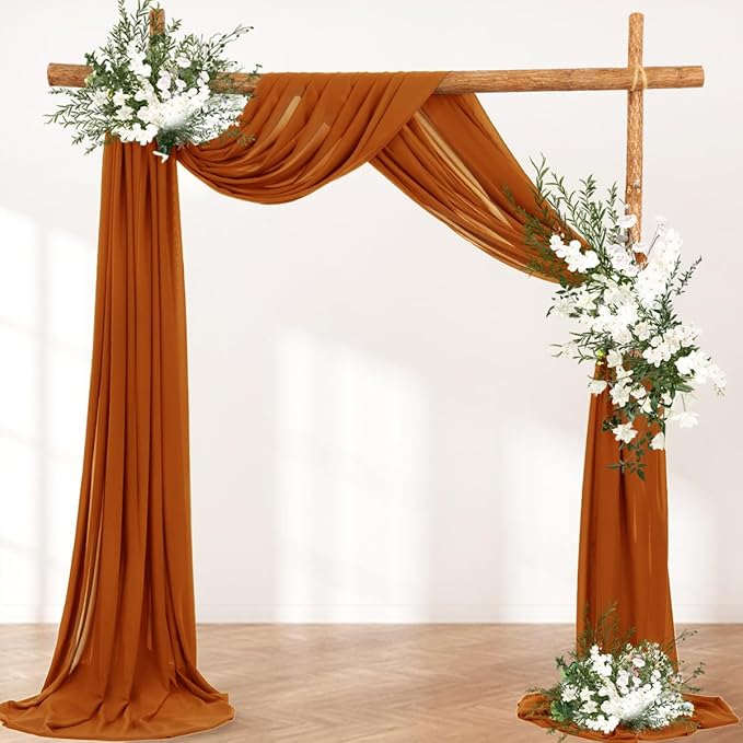 Wedding Arch Draping Fabric 1 Panel 30'' x 18FT Terracotta Sheer Chiffon Arch - Image 4