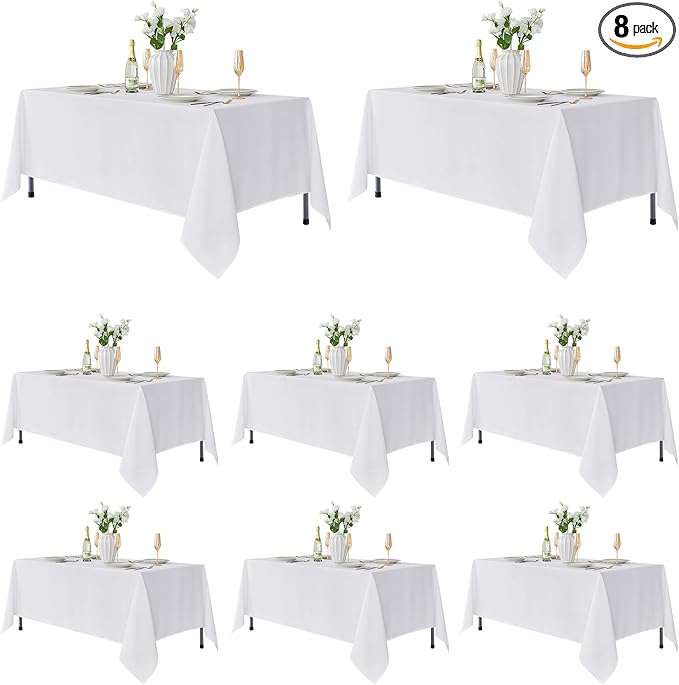 Fitable 8 Pack Table Cloth Rectangle Table: Stain and Wrinkle Resistant by Fitable