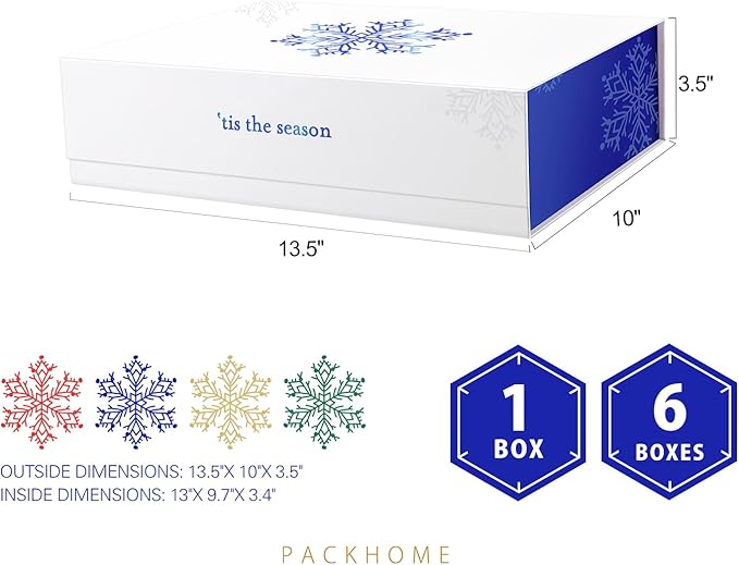 PACKHOME 6 Christmas Gift Boxes 13x9.7x3.4 Inches, Large Gift Boxes - Image 6