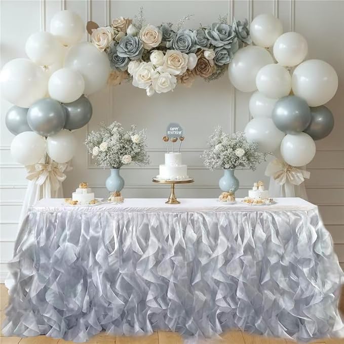 Luxury Organza Mesh Table Skirt Draping Floating Romance by BTFHOME