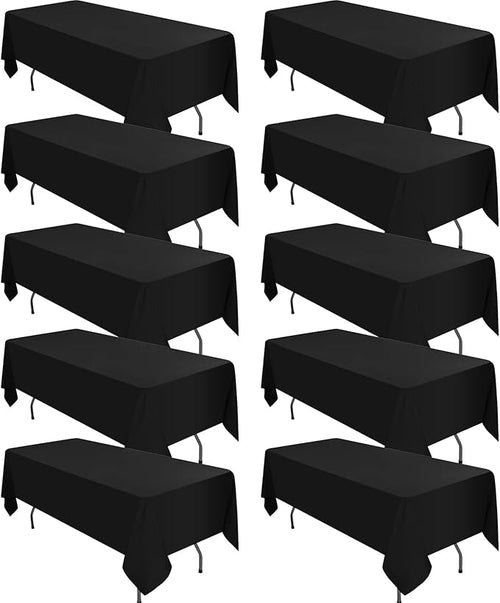 10 Pack Polyester Tablecloth, 60 x 102 Inch Black Polyester Table Cloth by REWOMC