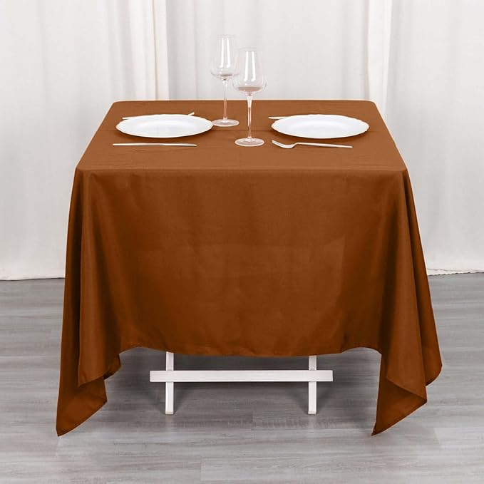 Efavormart 70" Square Linens Cinnamon Brown Wholesale Linens Polyester Square - Image 3