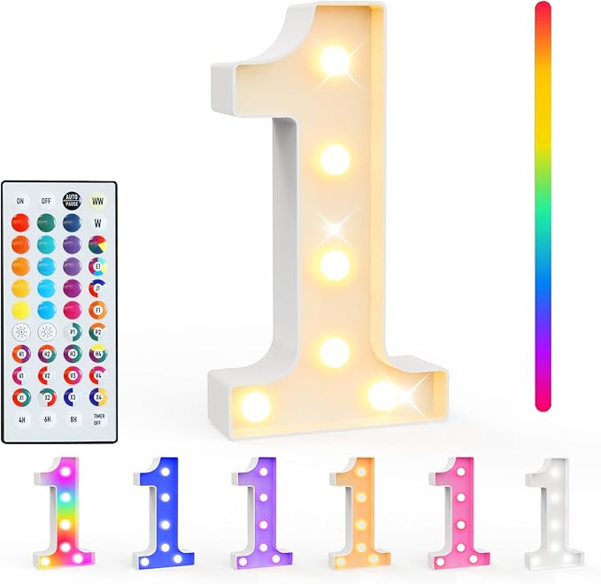 Pooqla Colorful Light Up Numbers, 35 Colors LED Marquee Number Lights by Pooqla